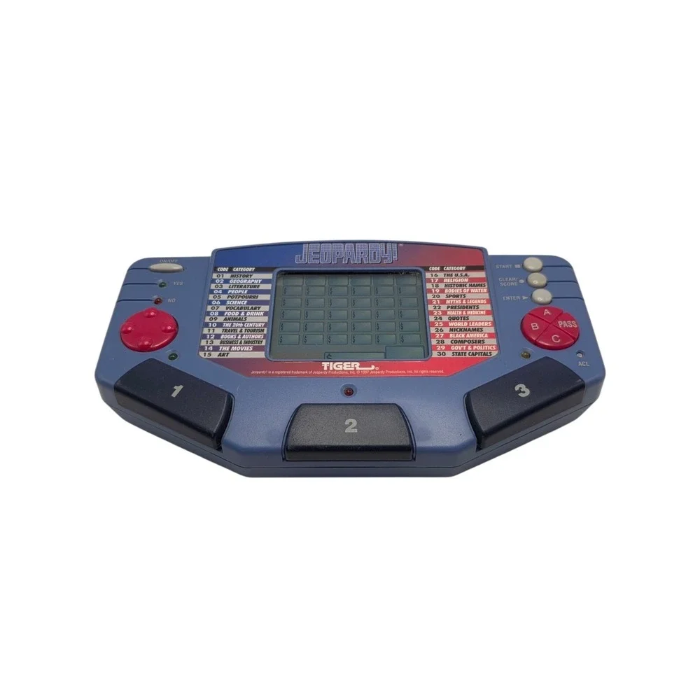 Tiger Electronics Jeopardy Hand Held Game With Cartridges & Answer Question Book